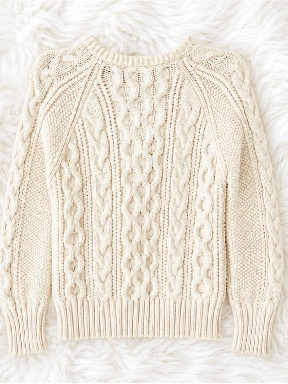 J. Crew Off-White Cable Knit Crewneck Sweater Size Small - Picture 3 of 3